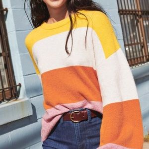 Madewell Striped Gladwell Balloon Sleeve Sweater